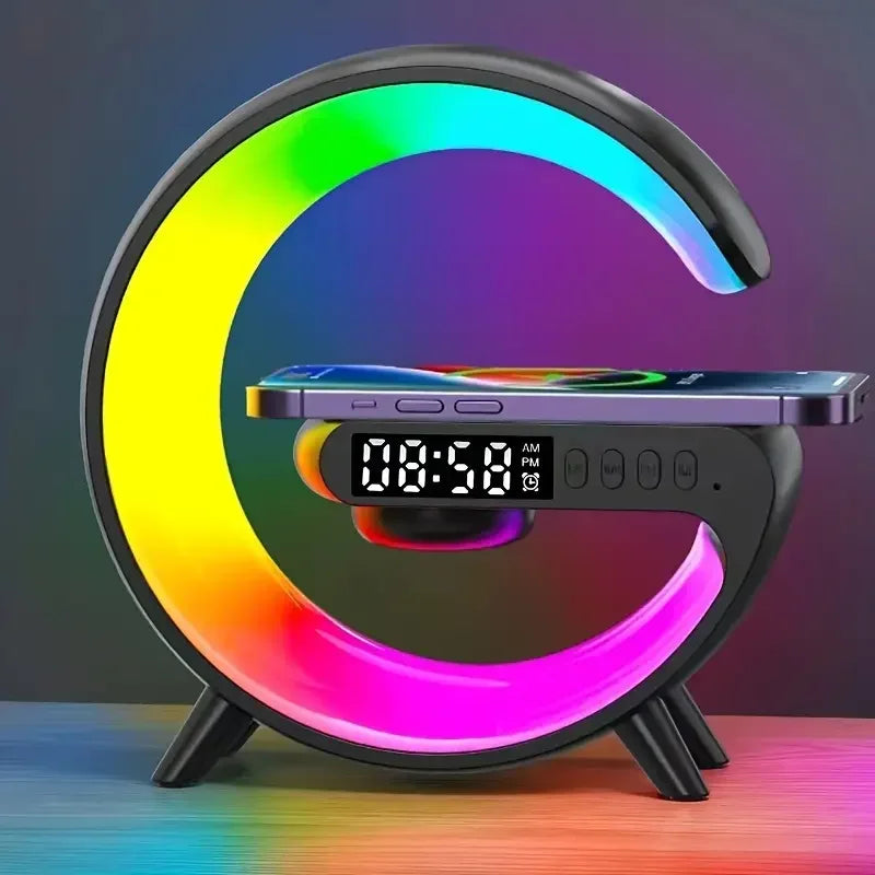 Multifunction Wireless Charger Stand Pad RGB Light Alarm