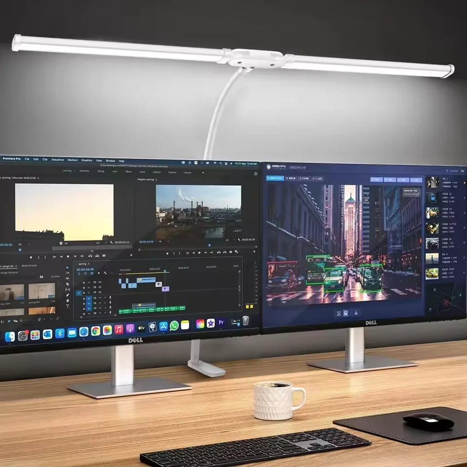 Home Office LED Desk Lamp Double Head Stepless Dimming