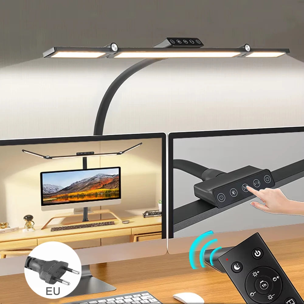 Home Office LED Desk Lamp Double Head Stepless Dimming