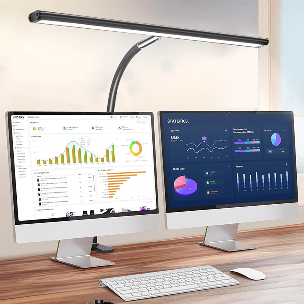 Home Office LED Desk Lamp Double Head Stepless Dimming