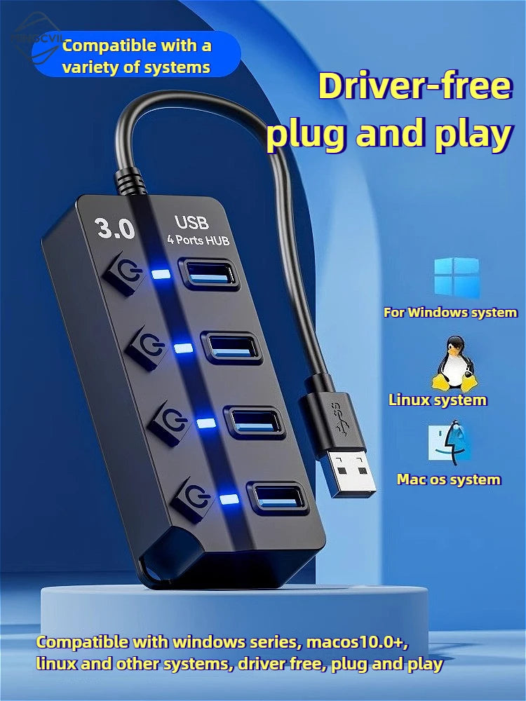 MINGCVIL USB 3.0 4/7 Port Multi USB Splitter Hub 3.0 USB Hub
