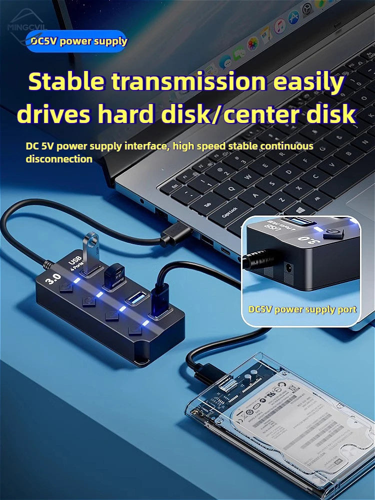 MINGCVIL USB 3.0 4/7 Port Multi USB Splitter Hub 3.0 USB Hub