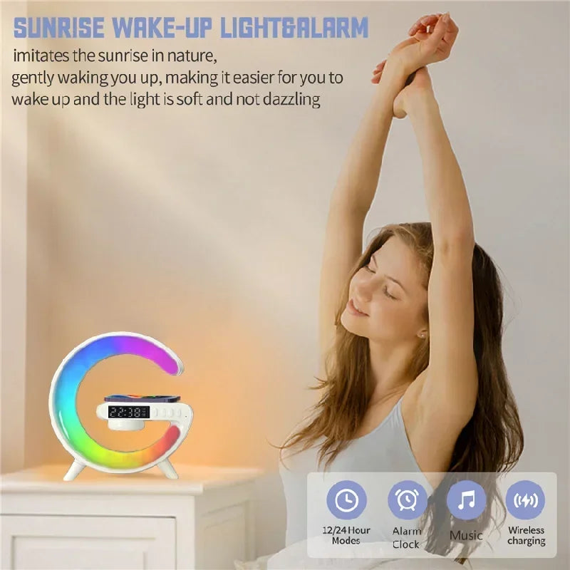 Multifunction Wireless Charger Stand Pad RGB Light Alarm