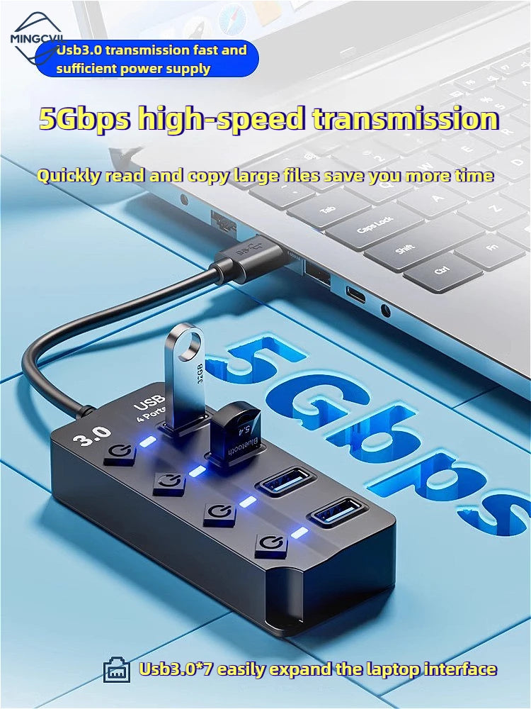 MINGCVIL USB 3.0 4/7 Port Multi USB Splitter Hub 3.0 USB Hub