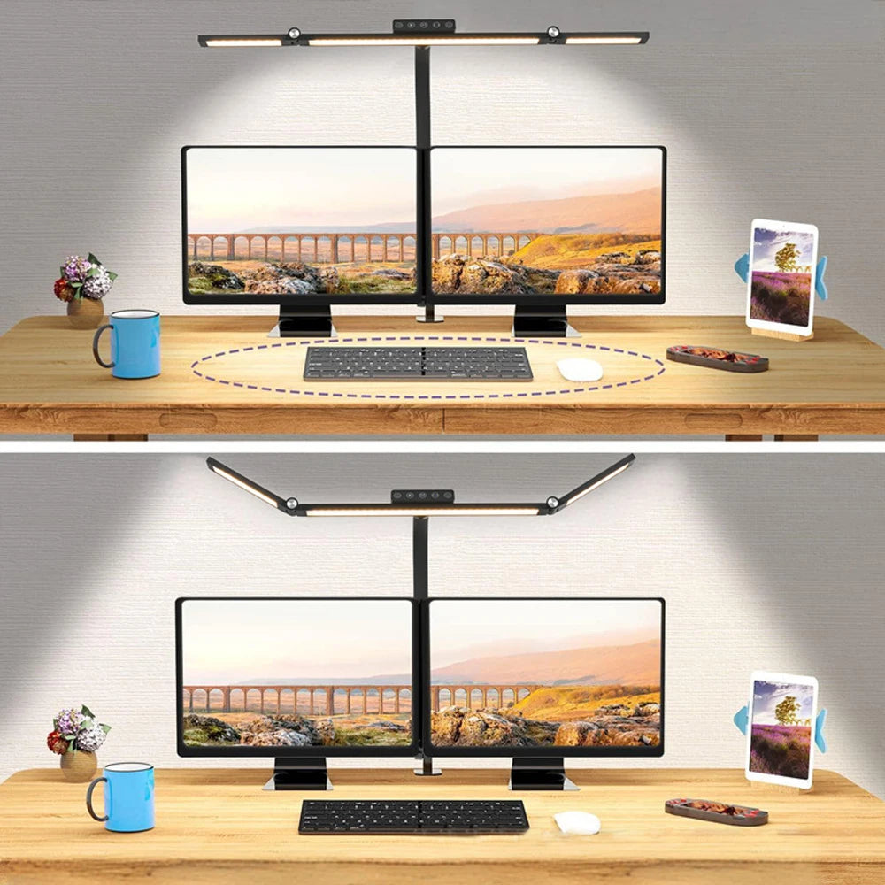 Home Office LED Desk Lamp Double Head Stepless Dimming