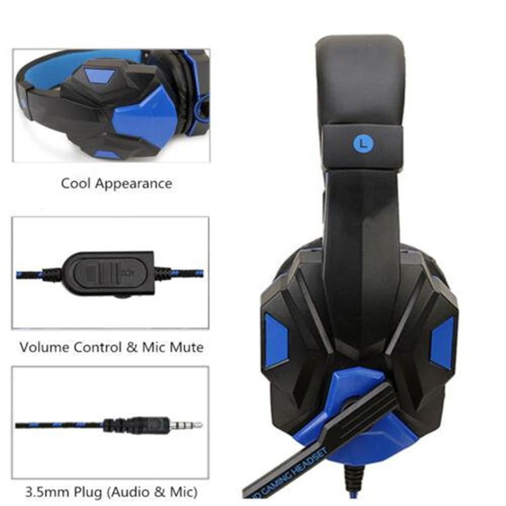 Gaming Headphones 3.5MM Wired PC Bass Stereo Gamer Headset