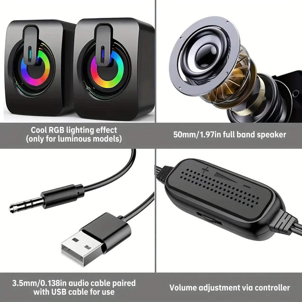 Computer Speakers PC Sound Box HIFI Stereo Microphone